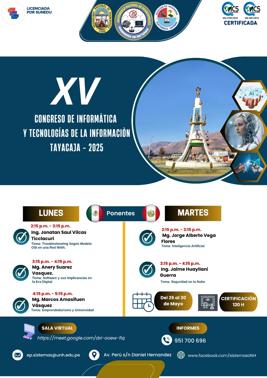 XV CONGRESO DE INFORMÁTICA Y TECNOLOGÍAS DE LA INFORMACIÓN - TAYACAJA 2025