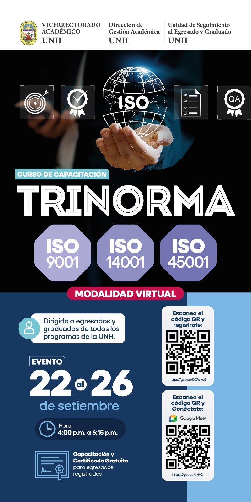 CURSO DE CAPACITACION TRINORMA ISO 9001: ISO 14001: ISO 45001